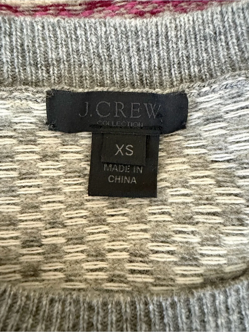 J. Crew Collection Cashmere Blend Mauve Gray Beaded Fair isle Nordic Sweater